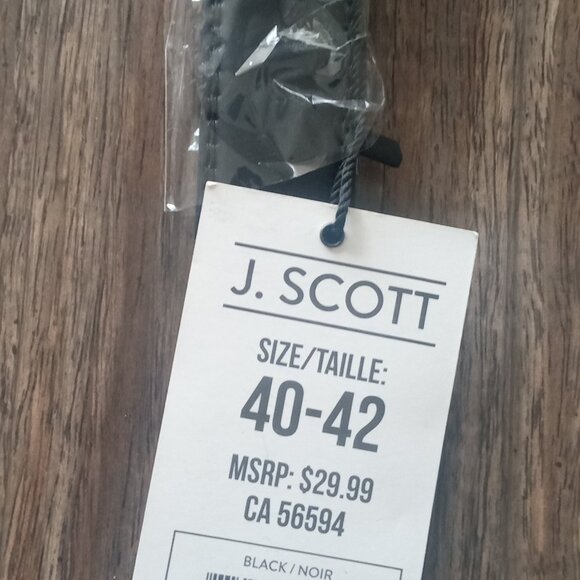 J. Scott Black Genuine Leather Men Belt Size 40-42, 1.25" Width, New With Tags - Picture 5 of 5